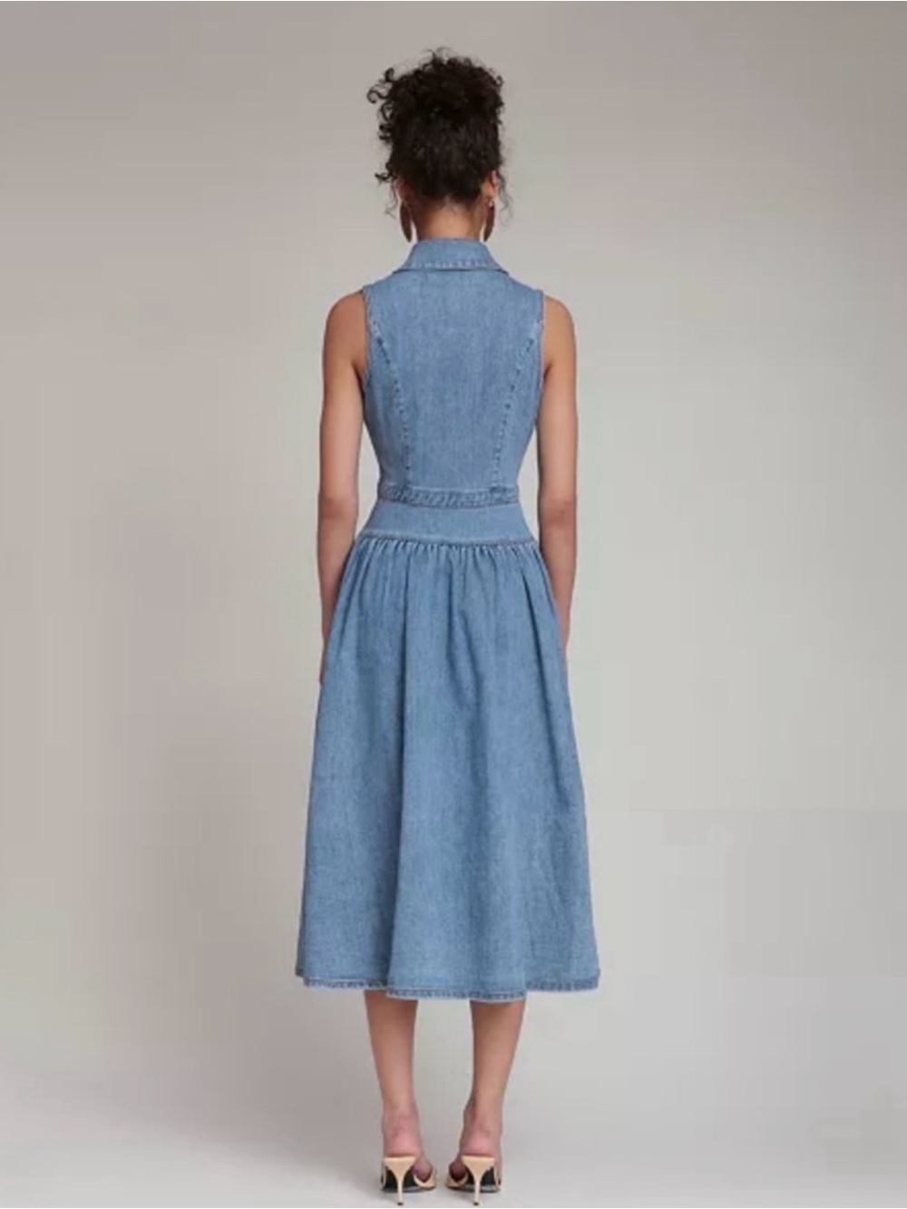 7 For All Mankind Denim Drop Waist Midi Dress NWT Size 10 - Picture 2 of 6